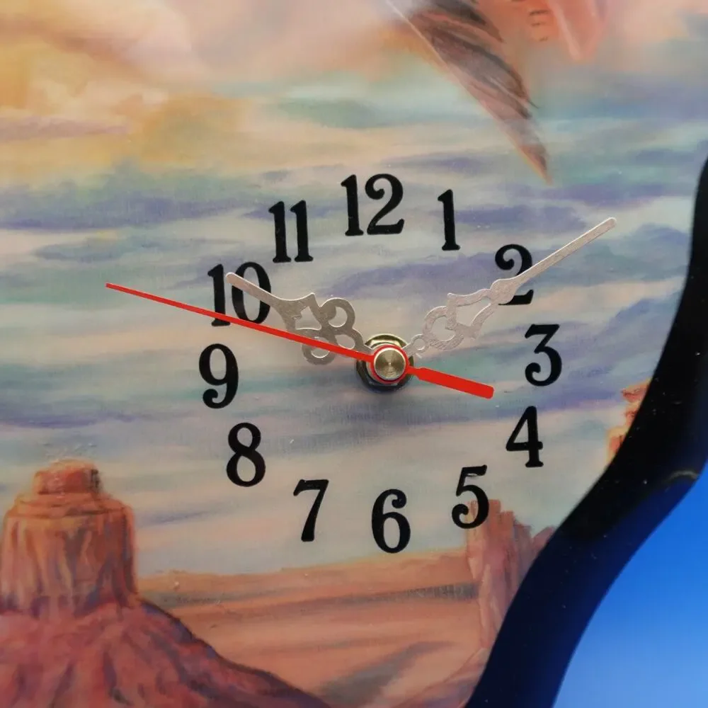 Native American Chief Eagle Arrowhead Wall Clock Quartz Battery Operated 21x15